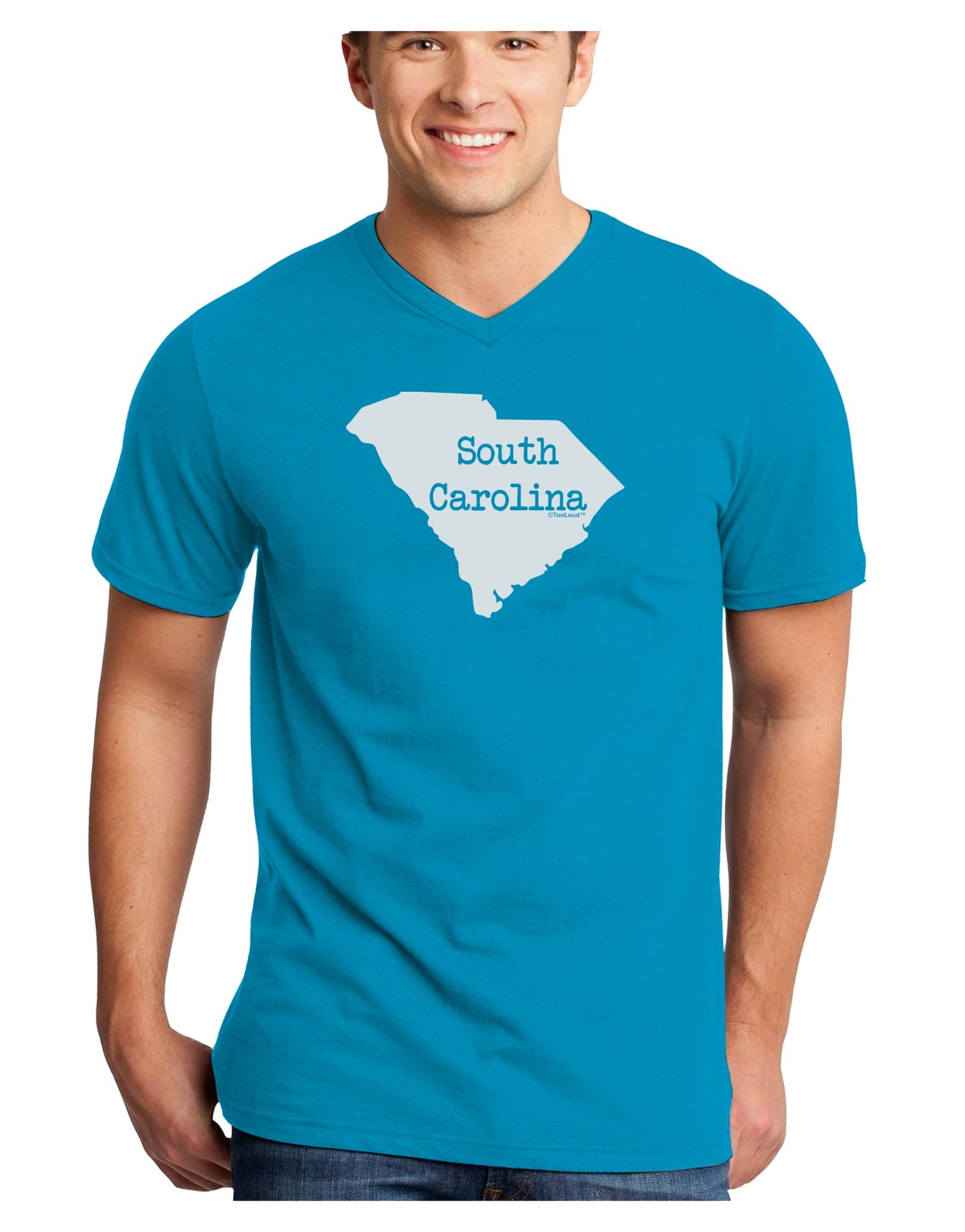 South Carolina - United States Shape Adult Dark V-Neck T-Shirt by TooLoud-Mens V-Neck T-Shirt-TooLoud-Turquoise-Small-Davson Sales