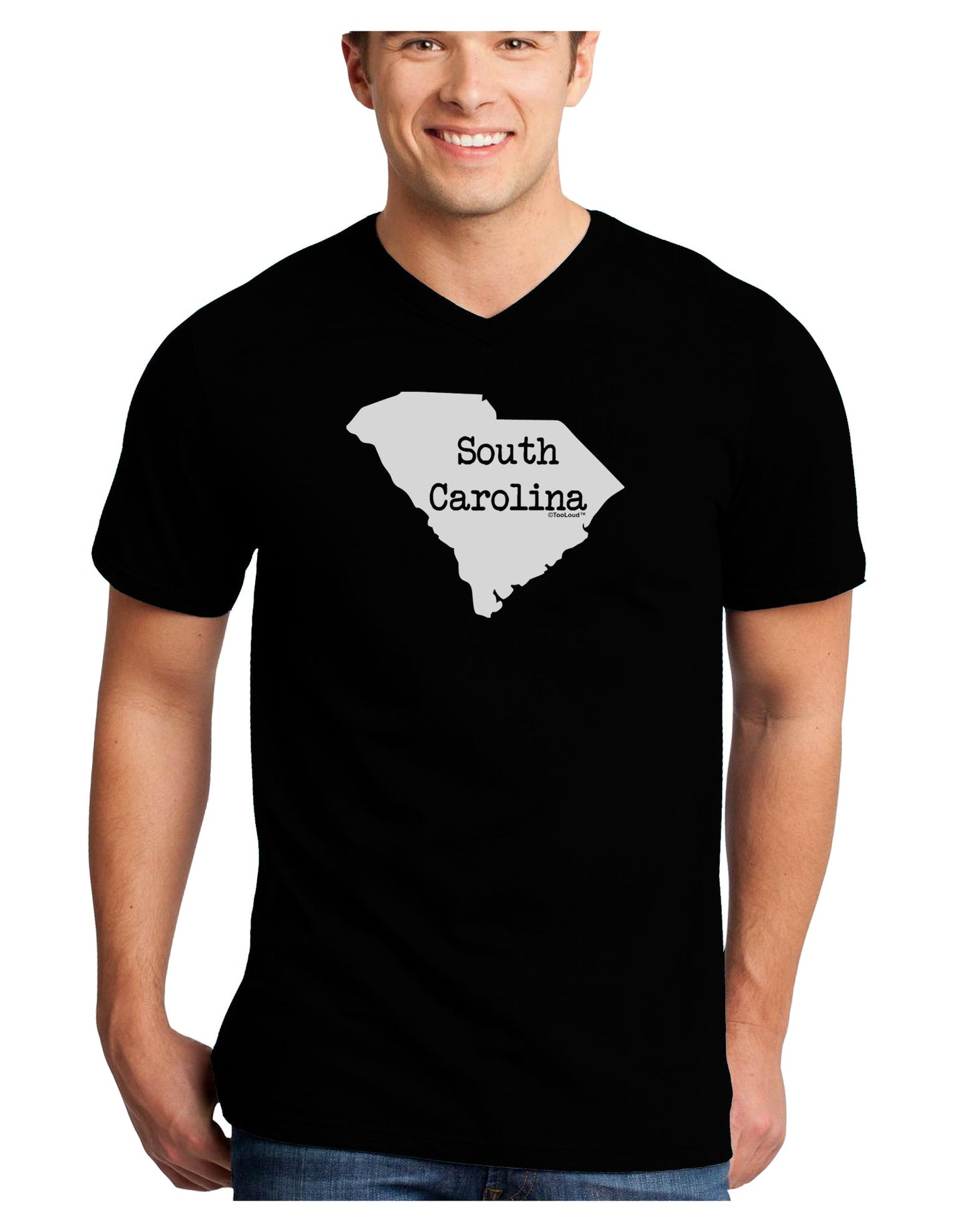 South Carolina - United States Shape Adult Dark V-Neck T-Shirt by TooLoud-Mens V-Neck T-Shirt-TooLoud-Black-Small-Davson Sales