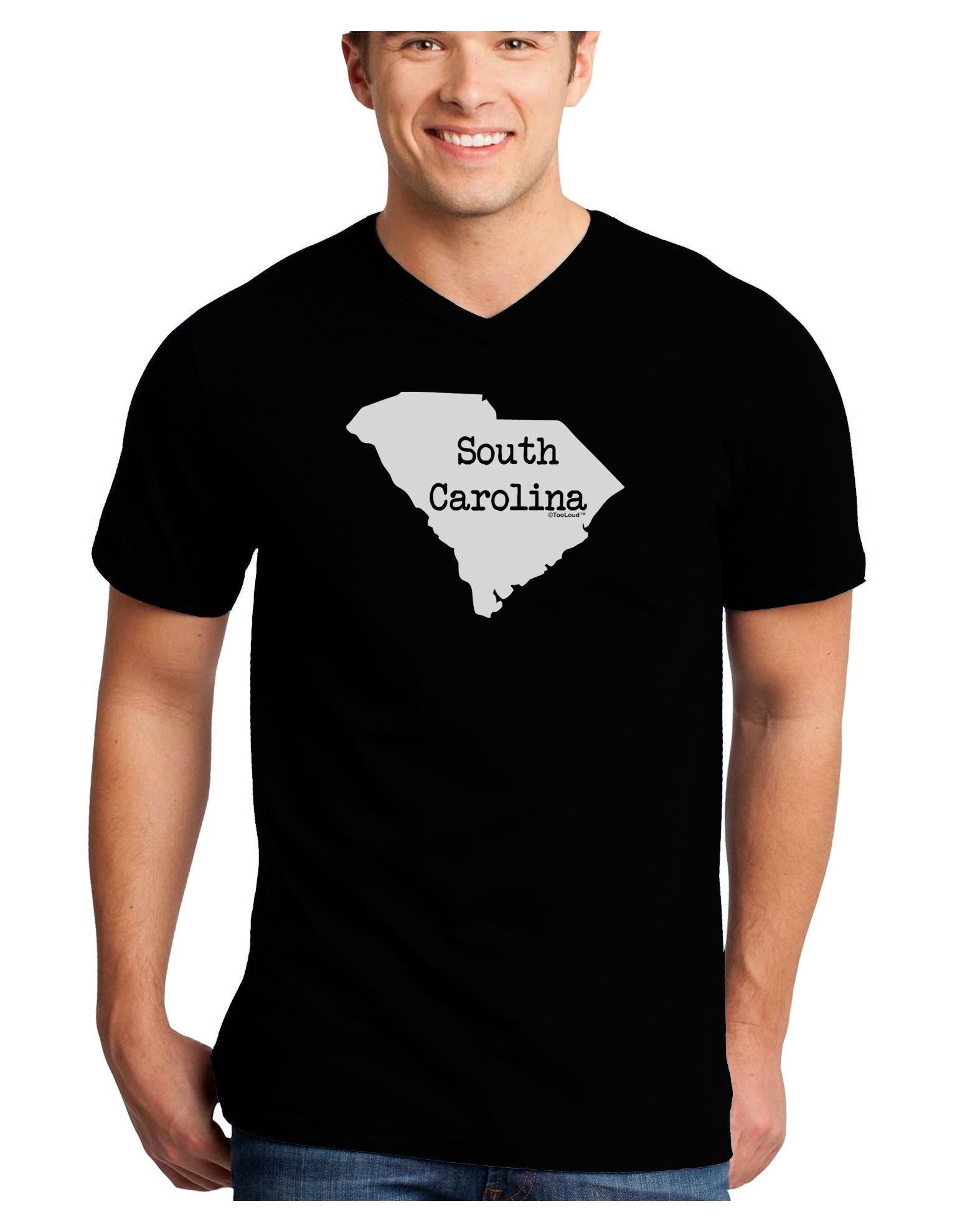 South Carolina - United States Shape Adult Dark V-Neck T-Shirt by TooLoud-Mens V-Neck T-Shirt-TooLoud-Black-Small-Davson Sales