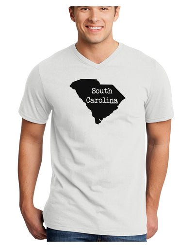 South Carolina - United States Shape Adult V-Neck T-shirt by TooLoud-Mens V-Neck T-Shirt-TooLoud-White-Small-Davson Sales