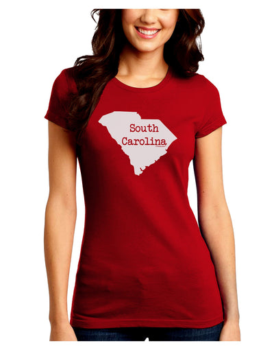 South Carolina - United States Shape Juniors Crew Dark T-Shirt by TooLoud-T-Shirts Juniors Tops-TooLoud-Red-Juniors Fitted Small-Davson Sales