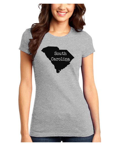 South Carolina - United States Shape Juniors T-Shirt by TooLoud-Womens Juniors T-Shirt-TooLoud-Ash-Gray-Juniors Fitted X-Small-Davson Sales