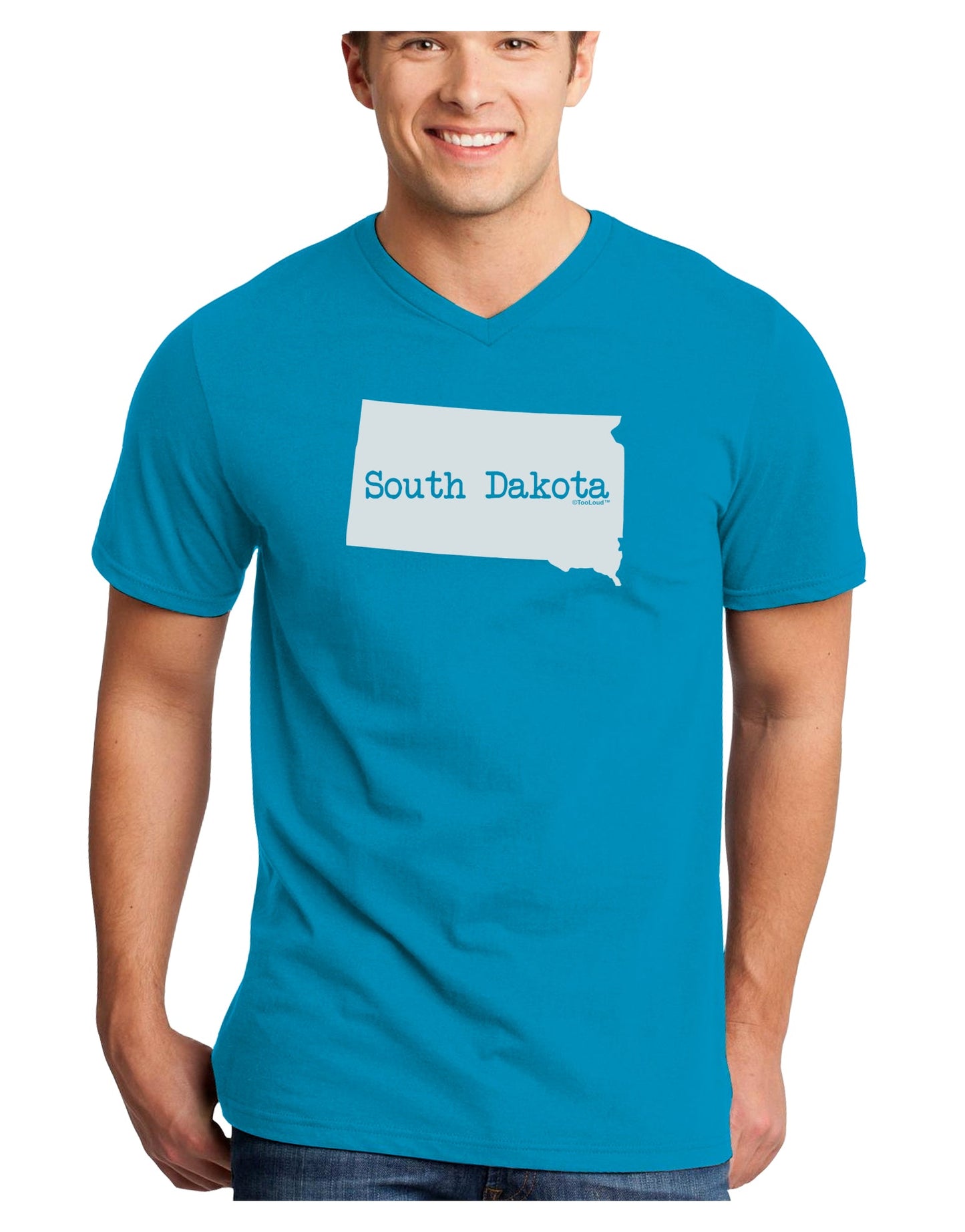 South Dakota - United States Shape Adult Dark V-Neck T-Shirt by TooLoud-Mens V-Neck T-Shirt-TooLoud-Turquoise-Small-Davson Sales