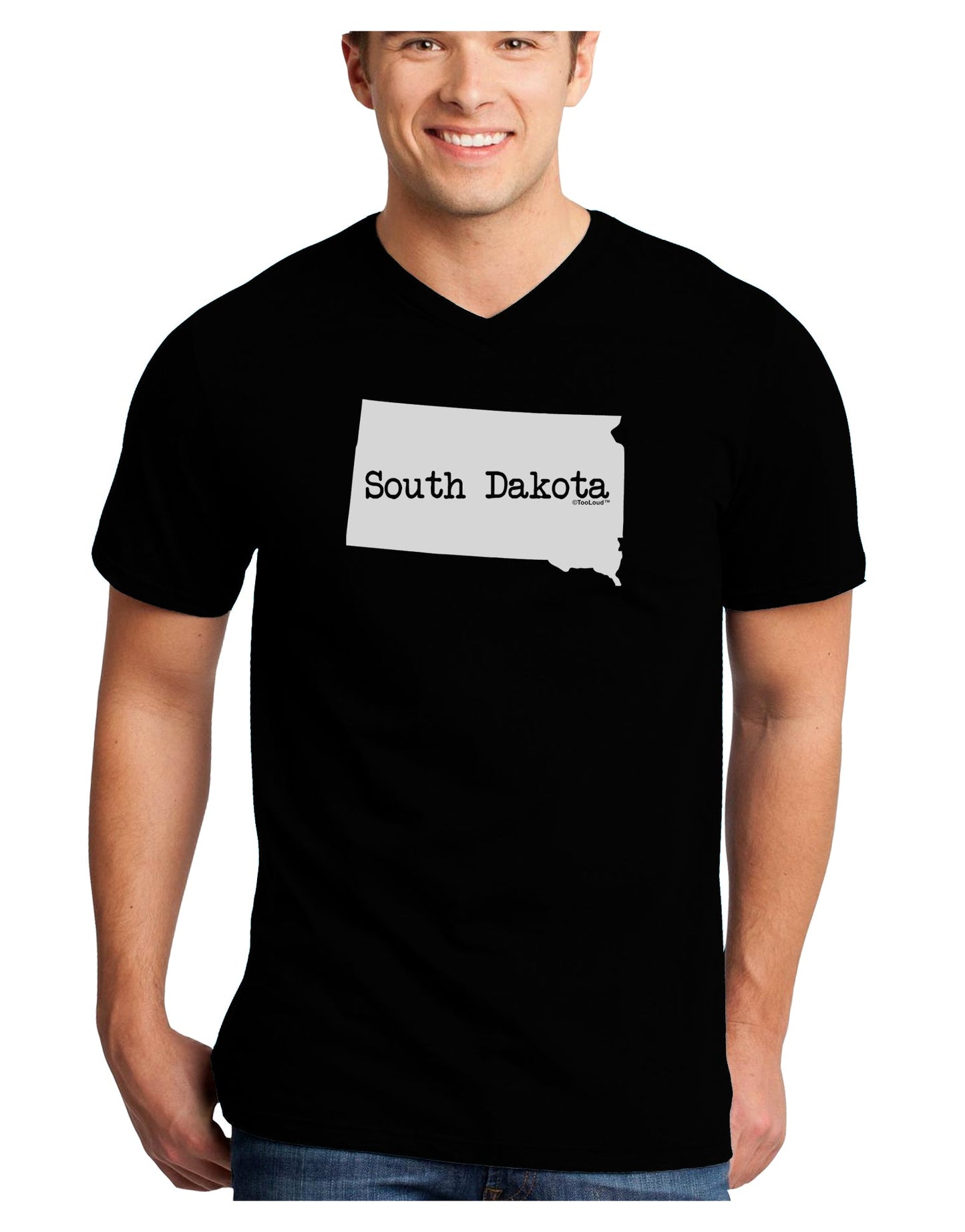 South Dakota - United States Shape Adult Dark V-Neck T-Shirt by TooLoud-Mens V-Neck T-Shirt-TooLoud-Black-Small-Davson Sales