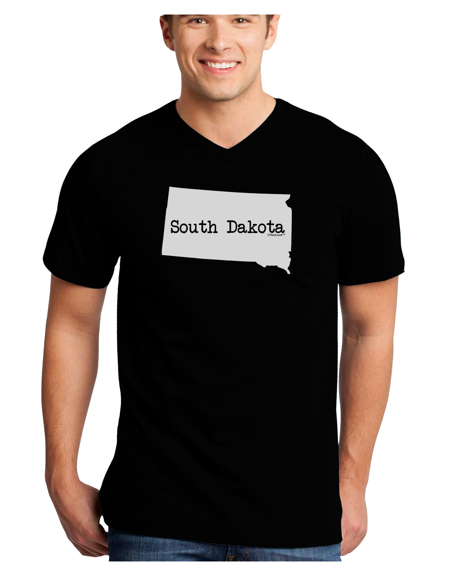 South Dakota - United States Shape Adult Dark V-Neck T-Shirt by TooLoud-Mens V-Neck T-Shirt-TooLoud-Black-Small-Davson Sales
