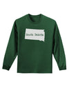 South Dakota - United States Shape Adult Long Sleeve Dark T-Shirt by TooLoud-TooLoud-Dark-Green-Small-Davson Sales