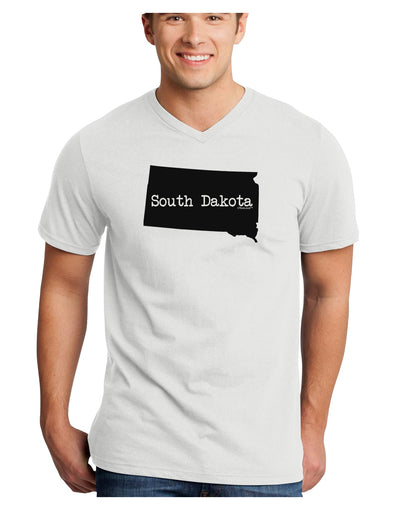 South Dakota - United States Shape Adult V-Neck T-shirt by TooLoud-Mens V-Neck T-Shirt-TooLoud-White-Small-Davson Sales