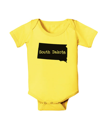 South Dakota - United States Shape Baby Romper Bodysuit by TooLoud-Baby Romper-TooLoud-Yellow-06-Months-Davson Sales