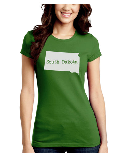 South Dakota - United States Shape Juniors Crew Dark T-Shirt by TooLoud-T-Shirts Juniors Tops-TooLoud-Kiwi-Green-Juniors Fitted X-Small-Davson Sales