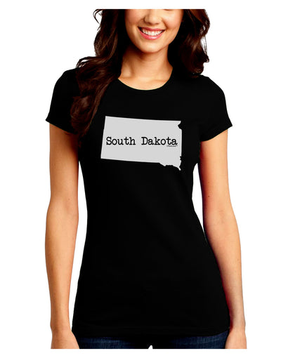 South Dakota - United States Shape Juniors Crew Dark T-Shirt by TooLoud-T-Shirts Juniors Tops-TooLoud-Black-Juniors Fitted Small-Davson Sales