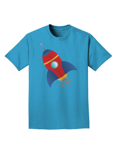 Space Rocket Ship and Stars Adult Dark T-Shirt by TooLoud-Mens T-Shirt-TooLoud-Turquoise-Small-Davson Sales