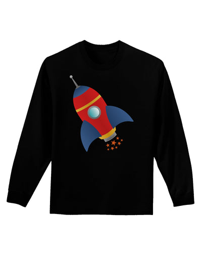 Space Rocket Ship and Stars Adult Long Sleeve Dark T-Shirt by TooLoud-TooLoud-Black-Small-Davson Sales