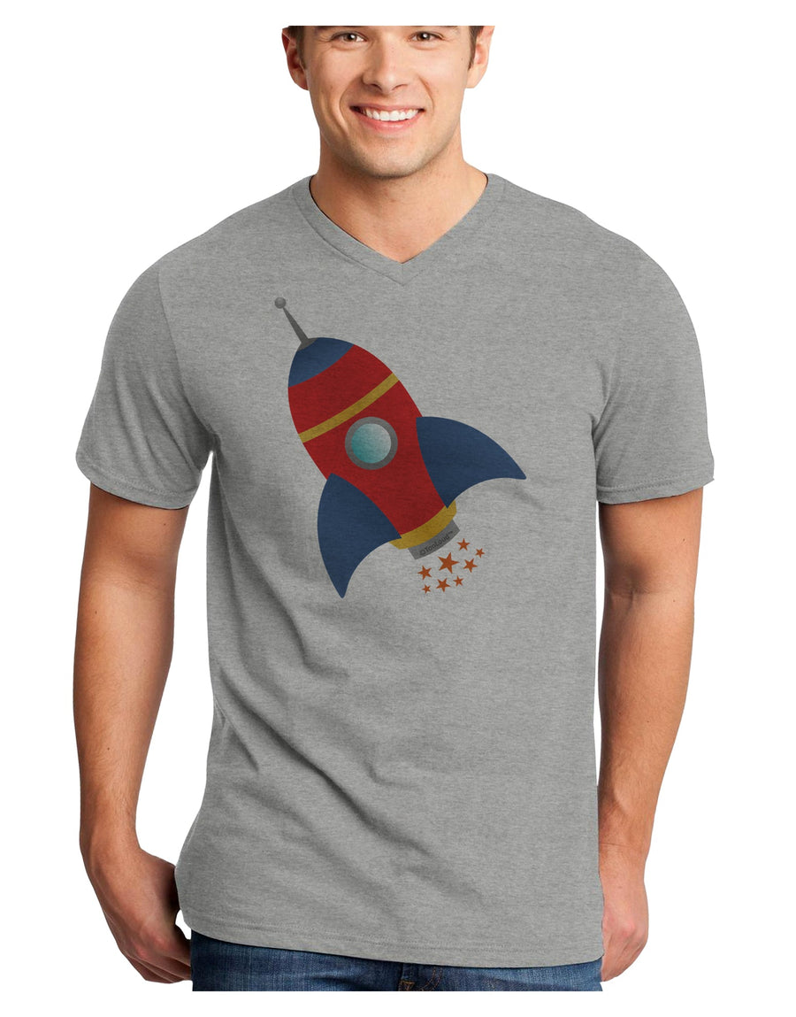 Space Rocket Ship and Stars Adult V-Neck T-shirt by TooLoud-Mens V-Neck T-Shirt-TooLoud-White-Small-Davson Sales