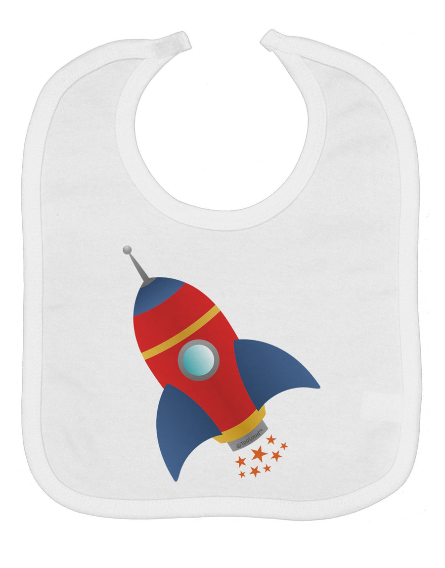 Space Rocket Ship and Stars Baby Bib by TooLoud