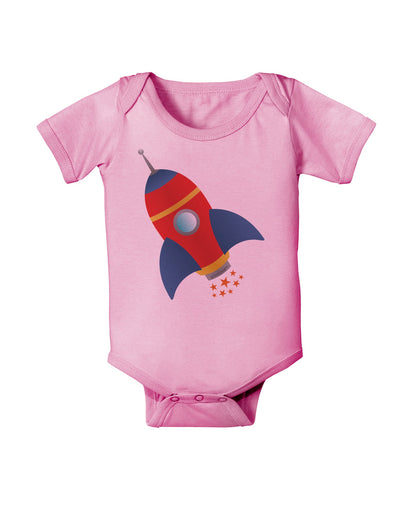 Space Rocket Ship and Stars Baby Romper Bodysuit by TooLoud-Baby Romper-TooLoud-Light-Pink-06-Months-Davson Sales