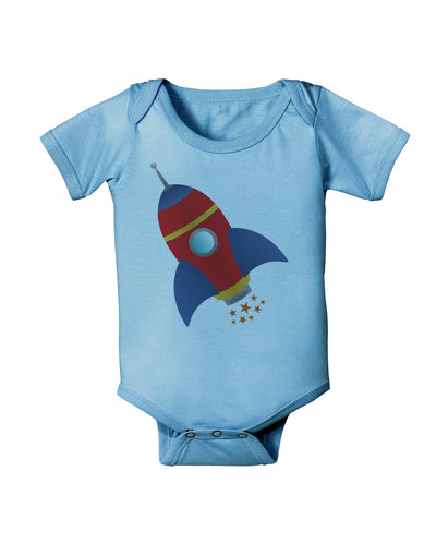 Space Rocket Ship and Stars Baby Romper Bodysuit by TooLoud-Baby Romper-TooLoud-Light-Blue-06-Months-Davson Sales