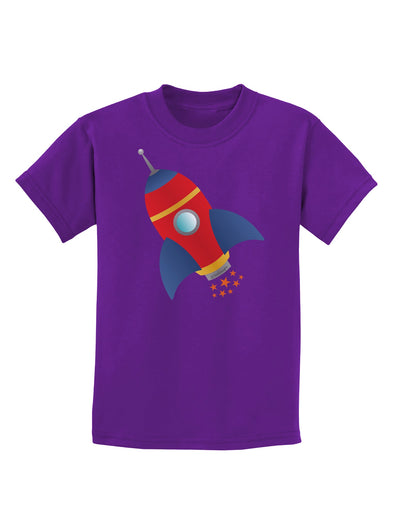 Space Rocket Ship and Stars Childrens Dark T-Shirt by TooLoud-Childrens T-Shirt-TooLoud-Purple-X-Small-Davson Sales