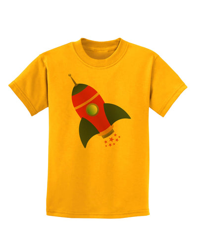 Space Rocket Ship and Stars Childrens T-Shirt by TooLoud-Childrens T-Shirt-TooLoud-Gold-X-Small-Davson Sales