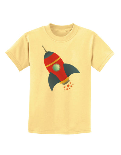 Space Rocket Ship and Stars Childrens T-Shirt by TooLoud-Childrens T-Shirt-TooLoud-Daffodil-Yellow-X-Small-Davson Sales