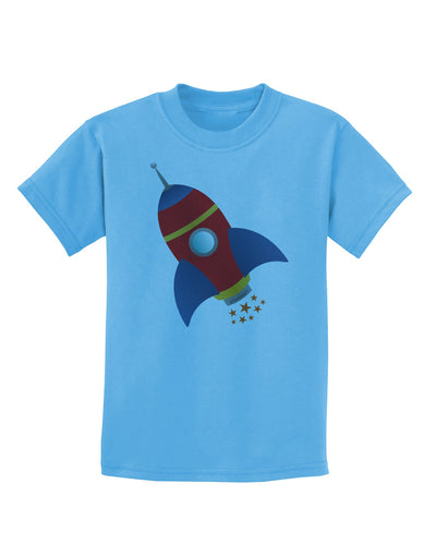 Space Rocket Ship and Stars Childrens T-Shirt by TooLoud-Childrens T-Shirt-TooLoud-Aquatic-Blue-X-Small-Davson Sales