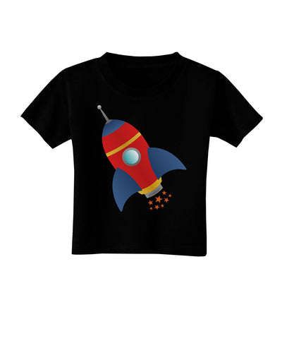 Space Rocket Ship and Stars Toddler T-Shirt Dark by TooLoud-Toddler T-Shirt-TooLoud-Black-2T-Davson Sales