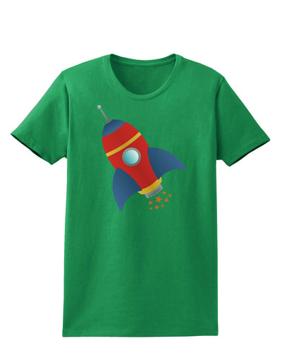 Space Rocket Ship and Stars Womens Dark T-Shirt by TooLoud-Womens T-Shirt-TooLoud-Kelly-Green-X-Small-Davson Sales