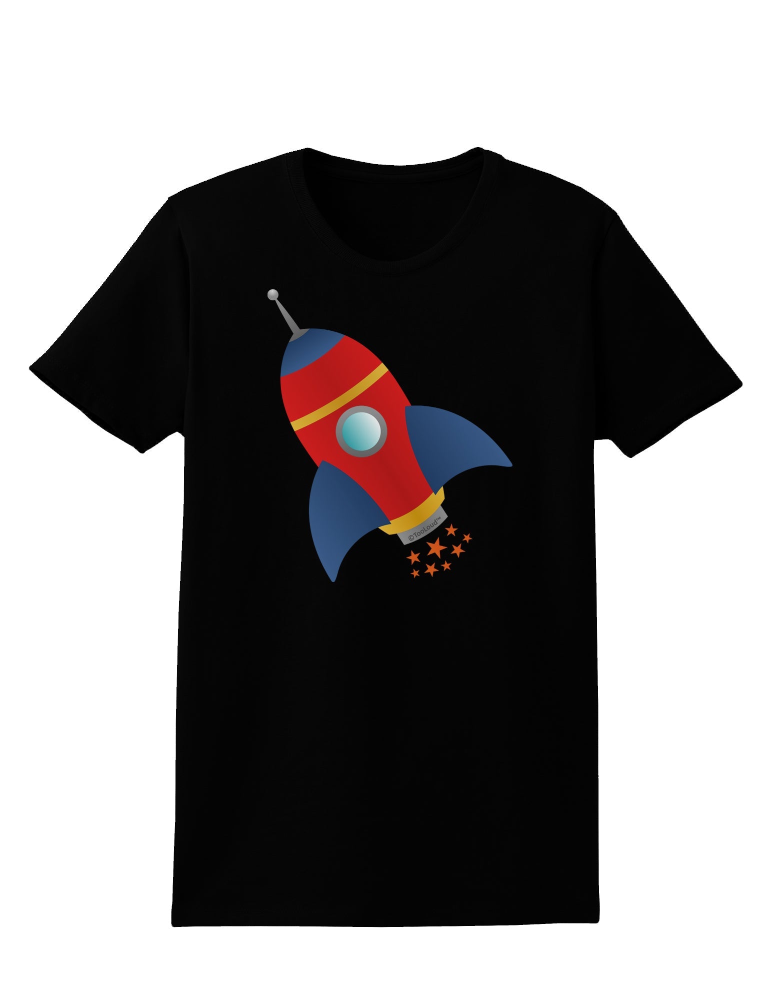 Space Rocket Ship and Stars Womens Dark T-Shirt by TooLoud-Womens T-Shirt-TooLoud-Black-X-Small-Davson Sales