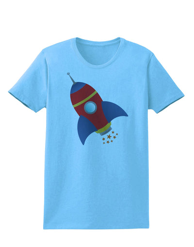 Space Rocket Ship and Stars Womens T-Shirt by TooLoud-Womens T-Shirt-TooLoud-Aquatic-Blue-X-Small-Davson Sales