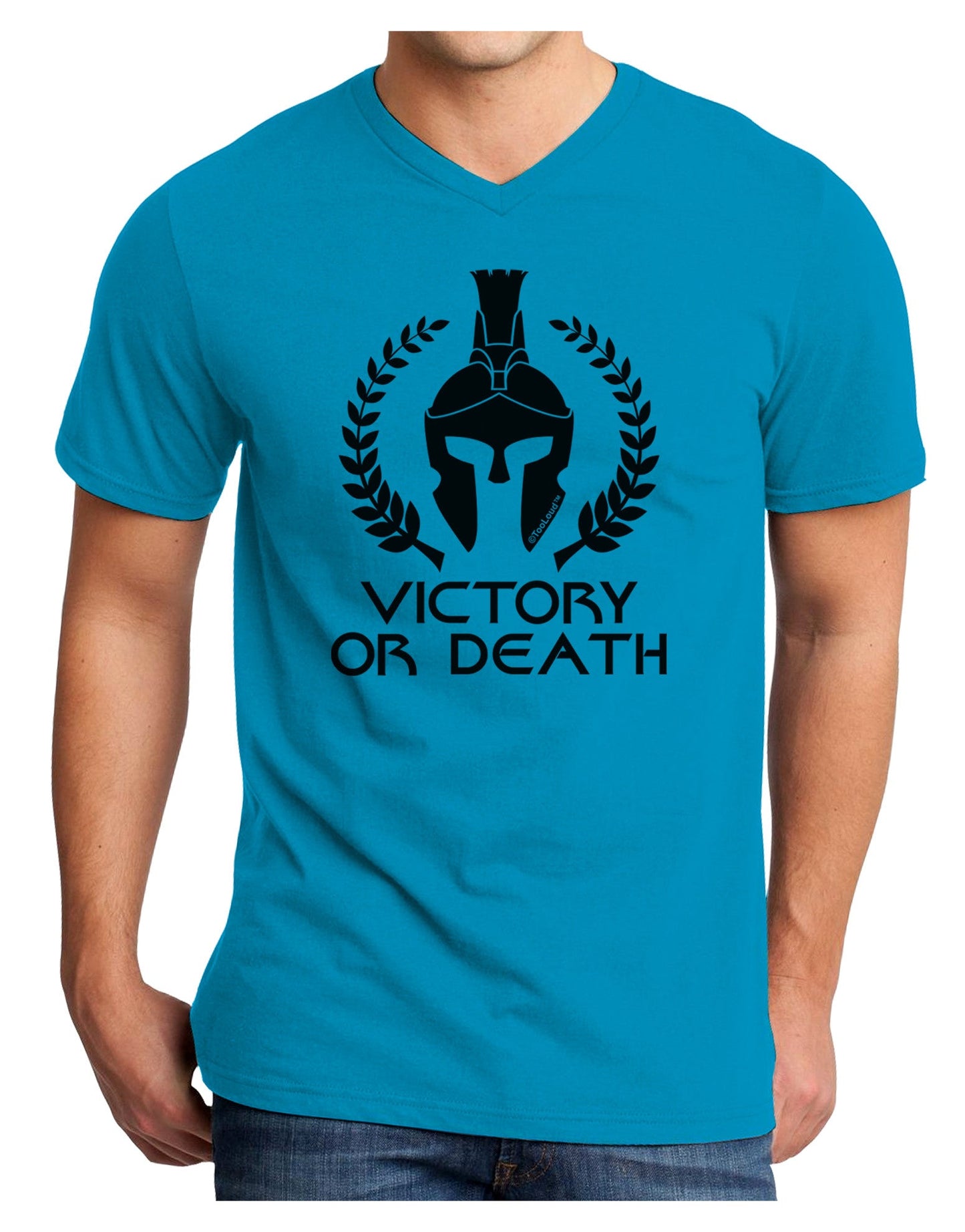 Spartan Victory Or Death Adult V-Neck T-shirt-Mens V-Neck T-Shirt-TooLoud-Turquoise-Small-Davson Sales