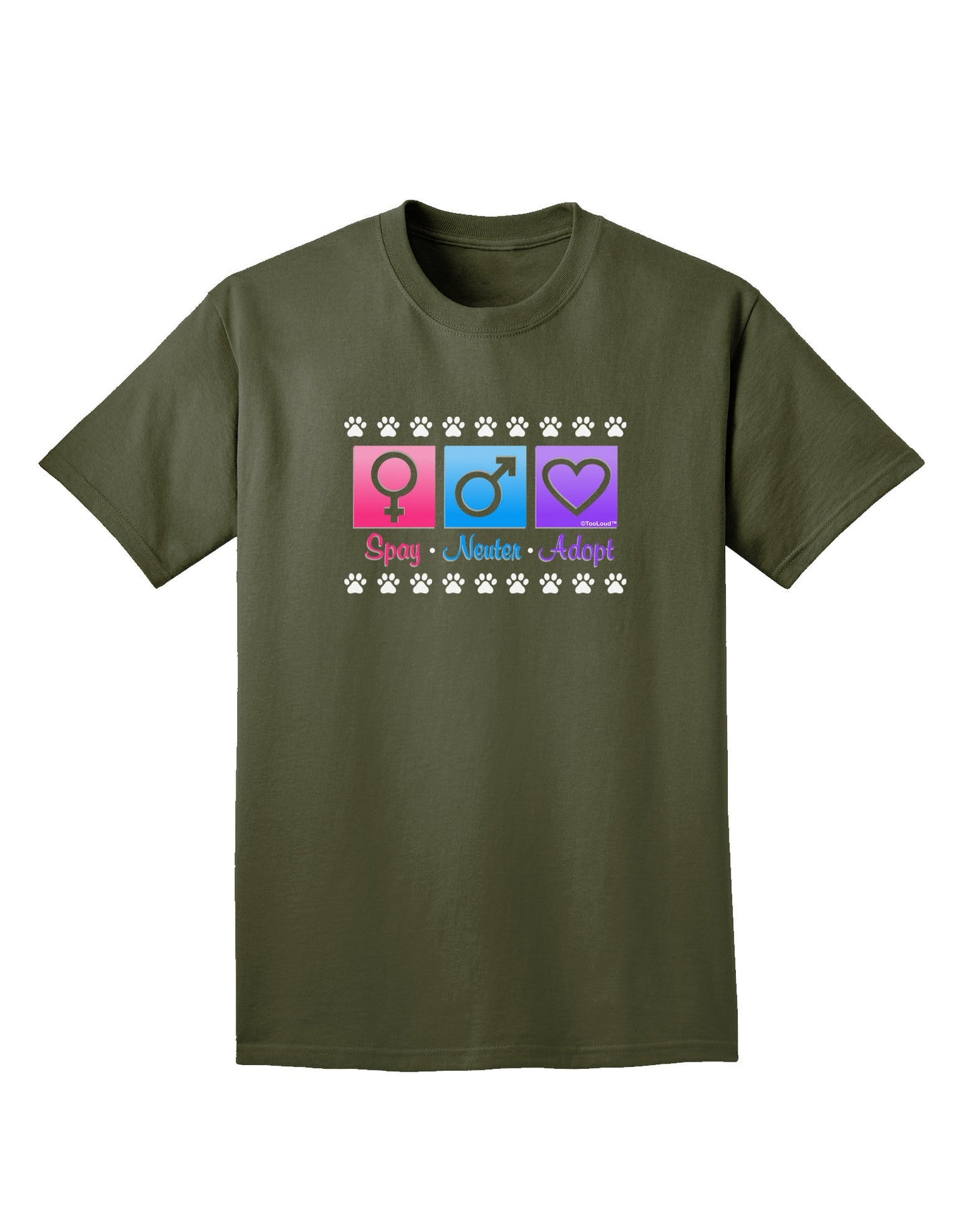 Spay Neuter Adopt Adult Dark T-Shirt-Mens T-Shirt-TooLoud-Military-Green-Small-Davson Sales