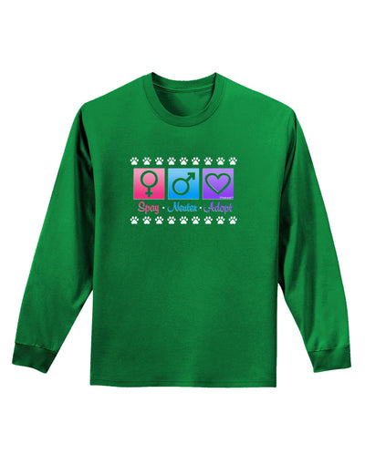 Spay Neuter Adopt Adult Long Sleeve Dark T-Shirt-TooLoud-Kelly-Green-Small-Davson Sales