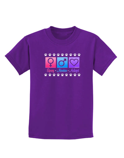 Spay Neuter Adopt Childrens Dark T-Shirt-Childrens T-Shirt-TooLoud-Purple-X-Small-Davson Sales