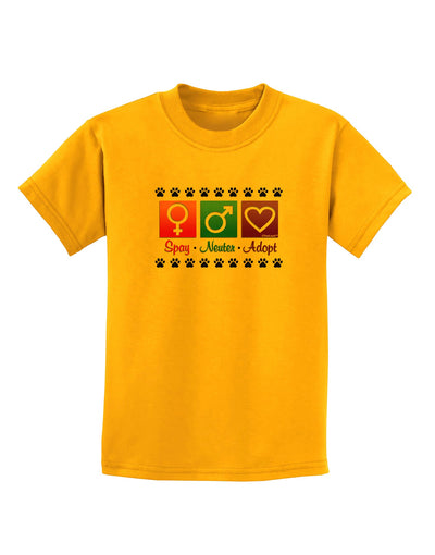 Spay Neuter Adopt Childrens T-Shirt-Childrens T-Shirt-TooLoud-Gold-X-Small-Davson Sales