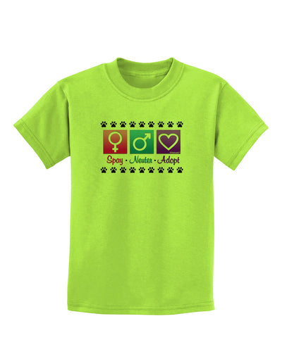 Spay Neuter Adopt Childrens T-Shirt-Childrens T-Shirt-TooLoud-Lime-Green-X-Small-Davson Sales