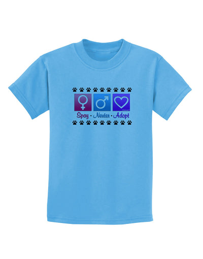 Spay Neuter Adopt Childrens T-Shirt-Childrens T-Shirt-TooLoud-Aquatic-Blue-X-Small-Davson Sales