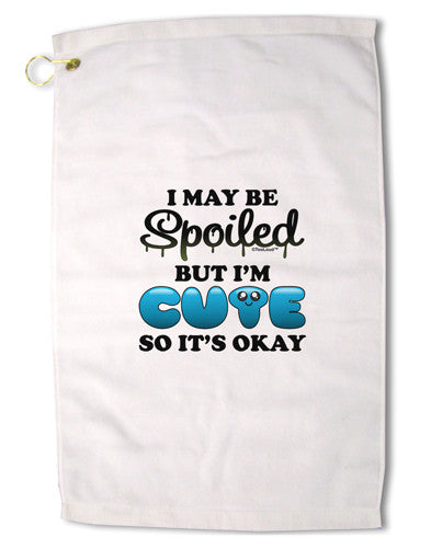 Spoiled But Cute Blue Premium Cotton Golf Towel - 16 x 25 inch-Golf Towel-TooLoud-16x25"-Davson Sales