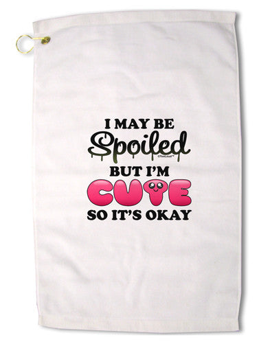 Spoiled But Cute Pink Premium Cotton Golf Towel - 16 x 25 inch-Golf Towel-TooLoud-16x25"-Davson Sales