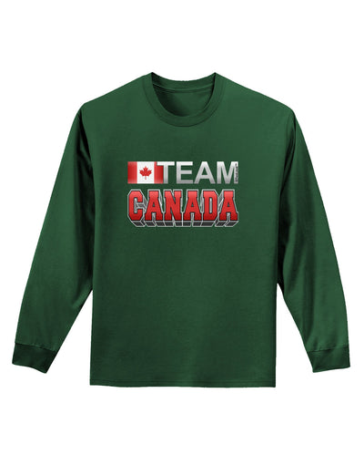 Sporty Team Canada Adult Long Sleeve Dark T-Shirt-TooLoud-Dark-Green-Small-Davson Sales