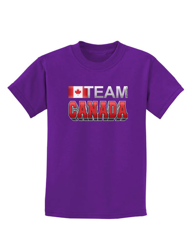 Sporty Team Canada Childrens Dark T-Shirt-Childrens T-Shirt-TooLoud-Purple-X-Small-Davson Sales