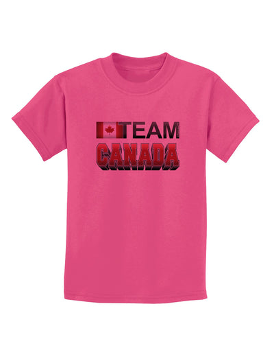 Sporty Team Canada Childrens T-Shirt-Childrens T-Shirt-TooLoud-Sangria-X-Small-Davson Sales