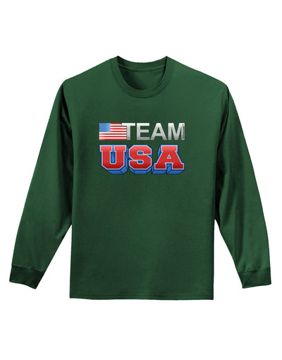 Sporty Team USA Adult Long Sleeve Dark T-Shirt-TooLoud-Dark-Green-Small-Davson Sales