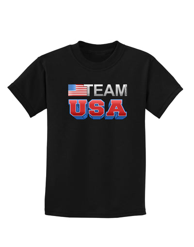 Sporty Team USA Childrens Dark T-Shirt-Childrens T-Shirt-TooLoud-Black-X-Small-Davson Sales