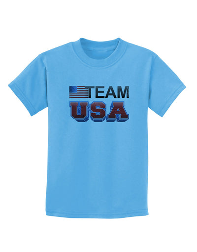 Sporty Team USA Childrens T-Shirt-Childrens T-Shirt-TooLoud-Aquatic-Blue-X-Small-Davson Sales