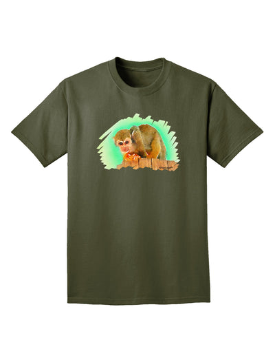 Squirrel Monkey Watercolor Adult Dark T-Shirt-Mens T-Shirt-TooLoud-Military-Green-Small-Davson Sales