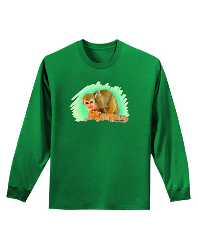 Squirrel Monkey Watercolor Adult Long Sleeve Dark T-Shirt-TooLoud-Kelly-Green-Small-Davson Sales