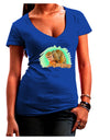 Squirrel Monkey Watercolor Juniors V-Neck Dark T-Shirt-Womens V-Neck T-Shirts-TooLoud-Royal-Blue-Juniors Fitted Small-Davson Sales