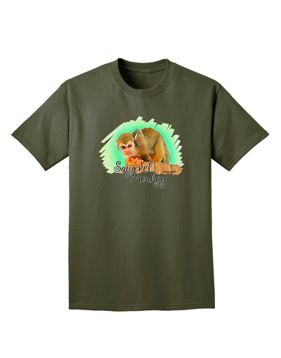 Squirrel Monkey Watercolor Text Adult Dark T-Shirt-Mens T-Shirt-TooLoud-Military-Green-Small-Davson Sales