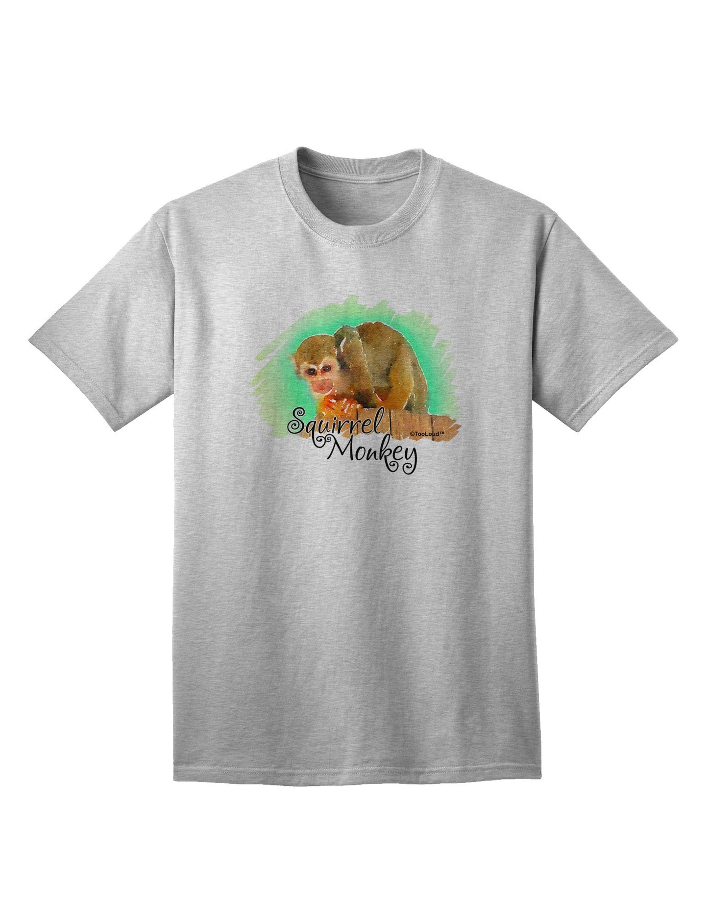 Squirrel Monkey Watercolor Text Adult T-Shirt-Mens T-Shirt-TooLoud-AshGray-Small-Davson Sales
