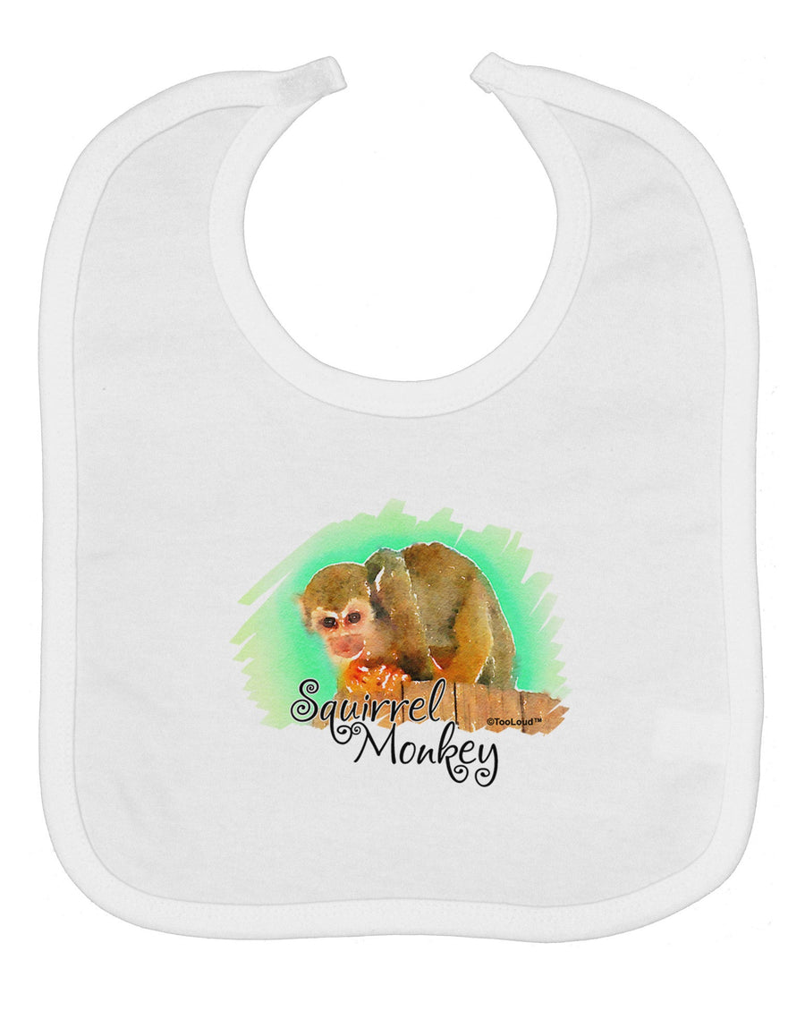 Squirrel Monkey Watercolor Text Baby Bib