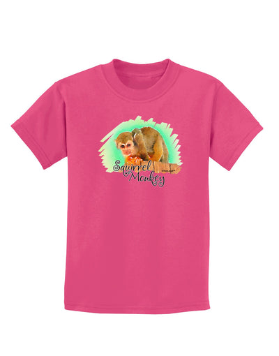 Squirrel Monkey Watercolor Text Childrens Dark T-Shirt-Childrens T-Shirt-TooLoud-Sangria-X-Small-Davson Sales